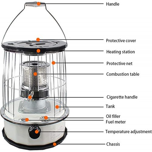  NaoSIn-Ni Kerosene Stove Heater, for Indoor Camping, Lightweight Portable Stainless Steel Oil Heater Glass Burner for Outdoor Patio Refined