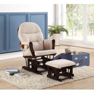 Naomi Home Brisbane Glider & Ottoman Set-Cushion Color:Cream,Finish:Espresso