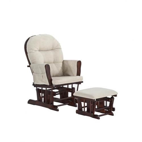  Naomi Home Brisbane Glider & Ottoman Set-Cushion Color:Cream,Finish:Espresso