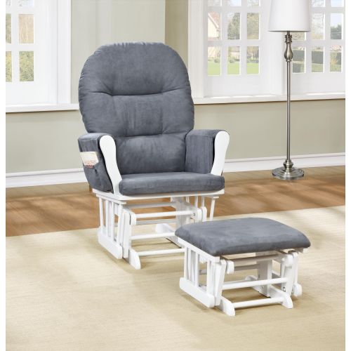  Naomi Home Brisbane Glider & Ottoman Set-Cushion Color:Cream,Finish:Espresso