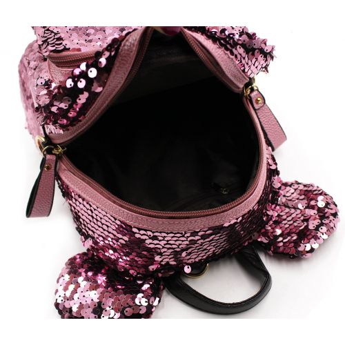  Naovio Women Girls Dazzling Sequins Backpack Schoolbag with Cute Ears Shoulder Bag Satchel
