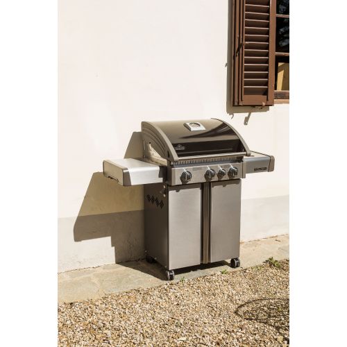  Napoleon Triumph 410 LP Gas Grill with Side Burner, Black with Cover