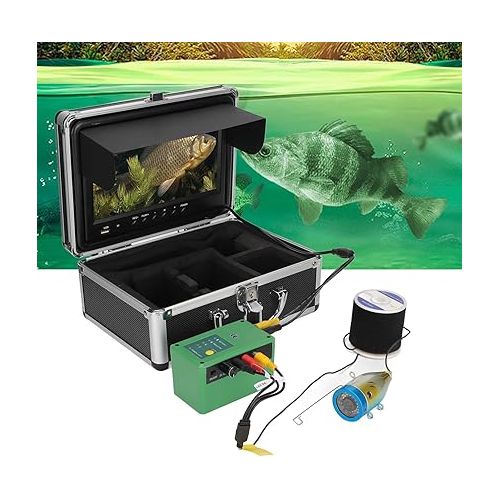  Underwater Fishing Camera, Waterproof Camera Underwater 9in LCD Monitor Fishing Camera High Definition 1000TVL 30m Cable 15pcs Infrared Lights