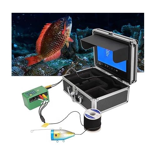  Underwater Fishing Camera, Waterproof Camera Underwater 9in LCD Monitor Fishing Camera High Definition 1000TVL 30m Cable 15pcs Infrared Lights