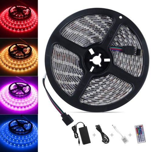  [아마존 핫딜]  [아마존핫딜]LED Strip 5M, Nasharia 300 LEDs Streifen Kit SMD 5050 RGB LED Lichtband mit 44 Tasten Fernbedienung IP65 Wasserdicht Selbstklebend fuer Weihnachten Heim Kueche Auto Dekoration [Leim