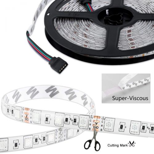  [아마존 핫딜]  [아마존핫딜]LED Strip 5M, Nasharia 300 LEDs Streifen Kit SMD 5050 RGB LED Lichtband mit 44 Tasten Fernbedienung IP65 Wasserdicht Selbstklebend fuer Weihnachten Heim Kueche Auto Dekoration [Leim