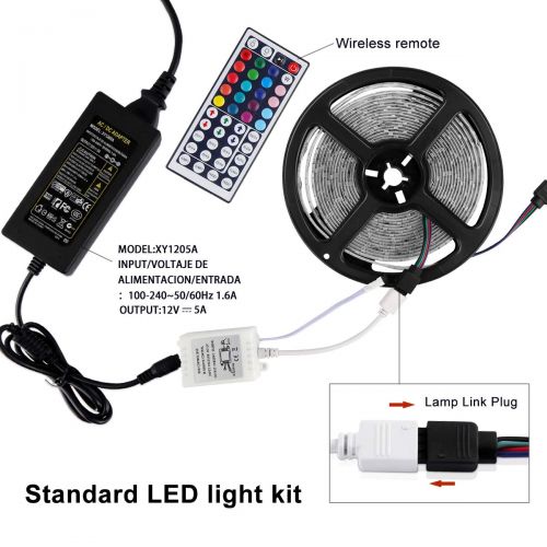  [아마존 핫딜]  [아마존핫딜]LED Strip 5M, Nasharia 300 LEDs Streifen Kit SMD 5050 RGB LED Lichtband mit 44 Tasten Fernbedienung IP65 Wasserdicht Selbstklebend fuer Weihnachten Heim Kueche Auto Dekoration [Leim