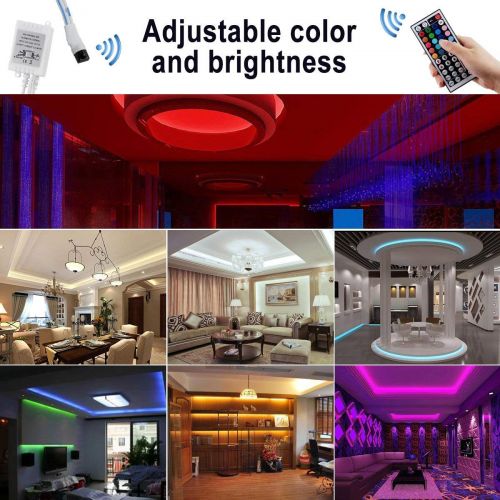  [아마존 핫딜]  [아마존핫딜]LED Strip 5M, Nasharia 300 LEDs Streifen Kit SMD 5050 RGB LED Lichtband mit 44 Tasten Fernbedienung IP65 Wasserdicht Selbstklebend fuer Weihnachten Heim Kueche Auto Dekoration [Leim