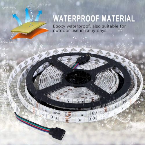  [아마존 핫딜]  [아마존핫딜]LED Strip 5M, Nasharia 300 LEDs Streifen Kit SMD 5050 RGB LED Lichtband mit 44 Tasten Fernbedienung IP65 Wasserdicht Selbstklebend fuer Weihnachten Heim Kueche Auto Dekoration [Leim