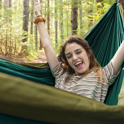  Nasharia Hangematte Outdoor, 2 Personen Outdoor Hammock 300KG Tragkraft 275 * 140 cm, Reisehangematte Ultraleicht Atmungsaktiver Hangematte Nylon Fallschirm fuer Outdoor Camping, Ga