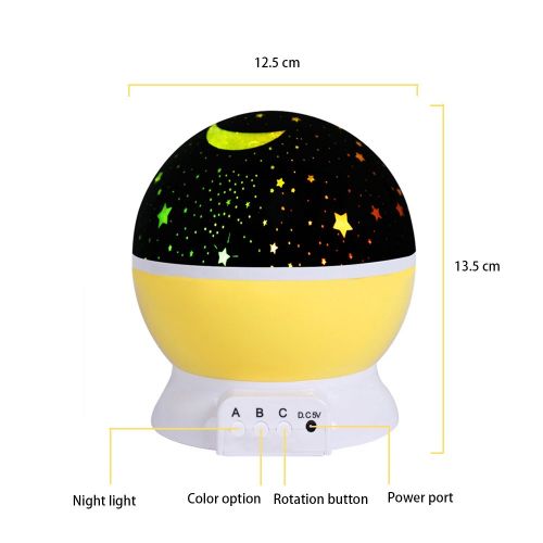  Nasus Newest Star Projector Night Light for Kids and 2 Films Starry Moon and Cube Geometry Rotation Bedroom Lamp Yellow Mood Lights for Baby Christmas Gift (Yellow-2 Films)