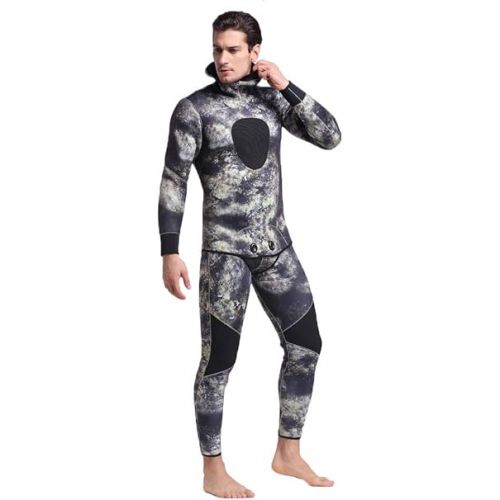  Men 5mm Spearfishing Premium Camouflage Neoprene Wetsuit Scuba Diving Suit Hoodie Snorkeling Suits