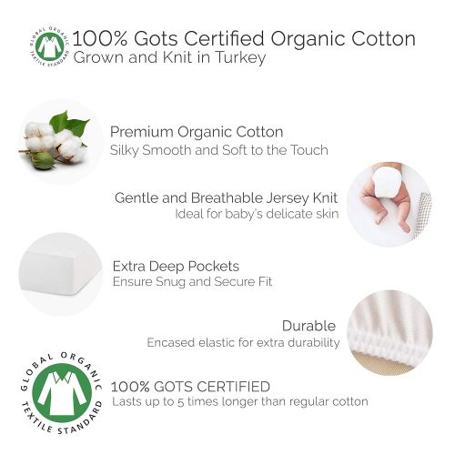 [아마존핫딜][아마존 핫딜] Natemia Fitted Crib Sheet and Changing Pad Cover Set -100% Organic Cotton - Pack of 4 | 28 X 52 for Standard Crib and Toddler Mattresses | 16X32 - Perfect for Cradle and Bassinet -