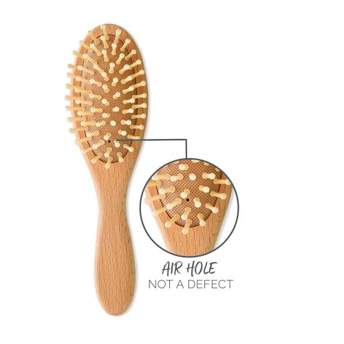  [아마존베스트]Natemia Premium Wooden Baby Hair Brush and Comb Set  Natural Soft Bristles  Ideal for Cradle Cap -...