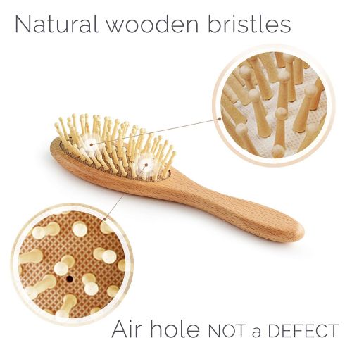  [아마존베스트]Natemia Premium Wooden Baby Hair Brush and Comb Set  Natural Soft Bristles  Ideal for Cradle Cap -...