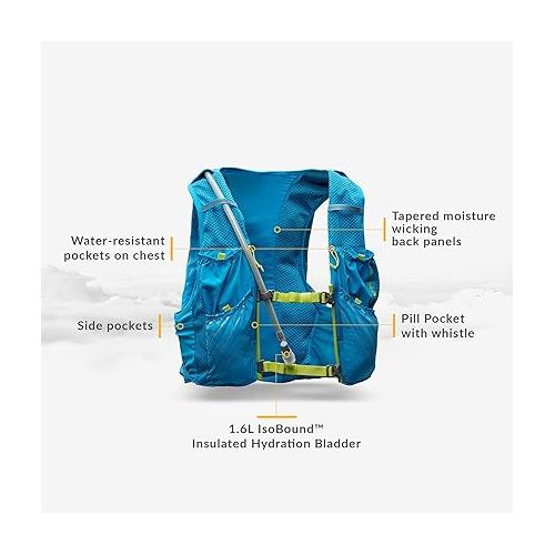  Nathan Pinnacle 12L Race Vest & Hydration Pack with 1.6L Bladder, Water-Resistant Pockets, Lightweight & Moisture Wicking