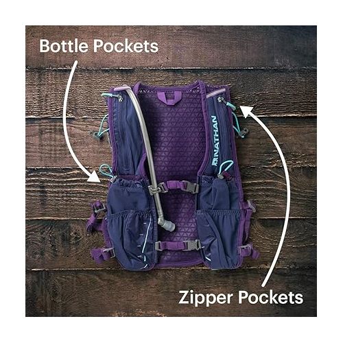  Nathan TrailMix Running Vest/Hydration Pack. 12L (12 Liters) for Men and Women | 2L Bladder Included (2 liters). Zipper, Pocket