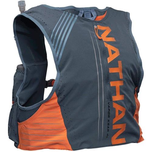  Nathan Men’s Hydration Pack/Running Vest VaporKrar 4L 2.0 4L Capacity with Twin 20 oz Soft flasks, Hydration Backpack Running, Marathon, Hiking, Cycling