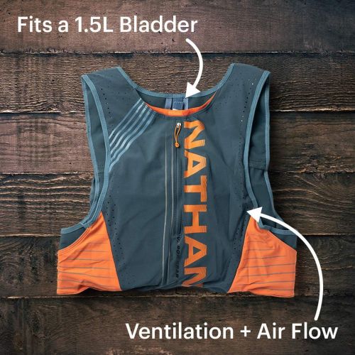  Nathan Men’s Hydration Pack/Running Vest VaporKrar 4L 2.0 4L Capacity with Twin 20 oz Soft flasks, Hydration Backpack Running, Marathon, Hiking, Cycling