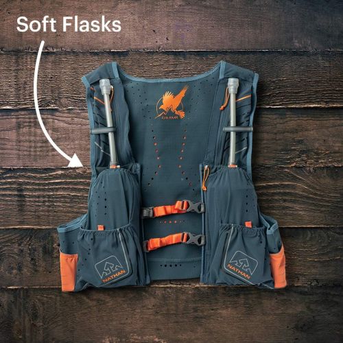  Nathan Men’s Hydration Pack/Running Vest - VaporKrar 4L 2.0-4L Capacity with Twin 20 oz Soft flasks, Hydration Backpack - Running, Marathon, Hiking, Cycling