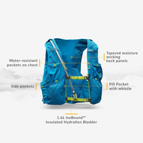  Nathan Pinnacle 12L Hydration Pack Running Vest with 1.6L Water Bladder Included. Hydration Backpack for Women / Men / Unisex. for Runs, Hiking, Cycling and More