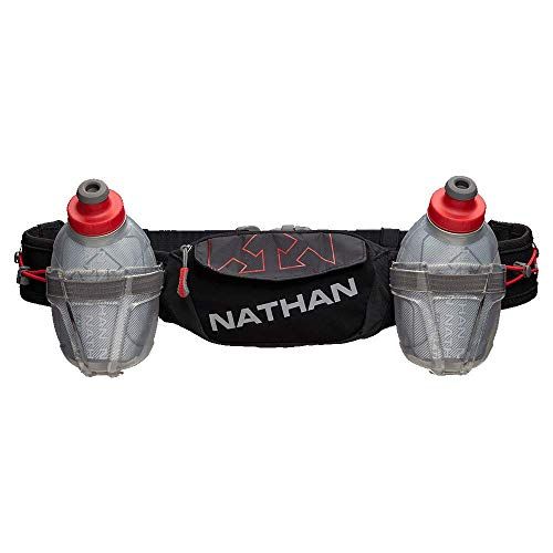  Nathan Hydration Insulated Running Belt Trail Mix Plus - Adjustable Running Belt ? TrailMix Includes 2 Insulated Bottles/Flask ? with Storage Pockets. Fits Most iPhones