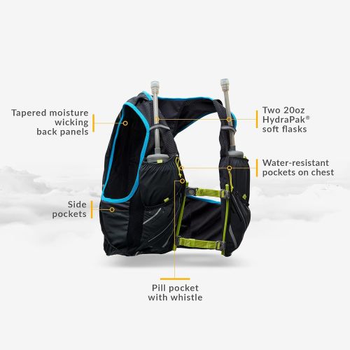  Nathan Pinnacle 4L Hydration Pack/Running Vest - 4L Capacity with Twin 20 oz Soft Flasks Bottles. Hydration Backpack for Running Hiking. Men/Women/Unisex