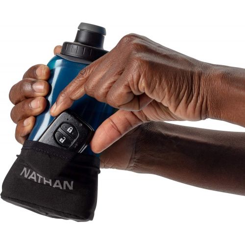  Nathan Running Handheld Quick Squeeze. No-Grip Adjustable Hand Strap. 12oz / 18oz / Insulated. Reflective Hydration Water Bottle.