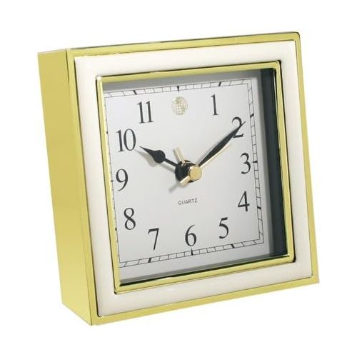  Natico 10-45888W  Alarm Clock, White Enamel And Gold