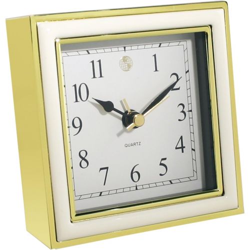  Natico 10-45888W  Alarm Clock, White Enamel And Gold