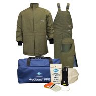 National Safety Apparel KIT4SCLT40XL08 ArcGuard Revolite Arc Flash Kit with Short Coat and Bib Overall, 40 Calorie, X-Large/Glove Size 8, Olive Green