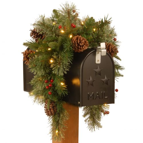  National Tree 36 Colonial Mailbox Swag with Battery Operated Warm White LED Lights