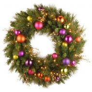 National Tree 30 Kaleidoscope Wreath with Battery Operated Warm White LED Lights