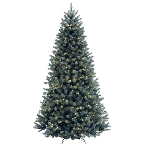  National Tree Pre-Lit 7-12 North Valley Blue Spruce Hinged Artificial Christmas Tree with 700 Clear Lights