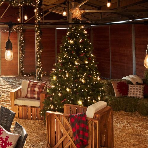  National Tree Pre-Lit 7-12 Dunhill Fir Hinged Artificial Christmas Tree with 750 Multi Lights