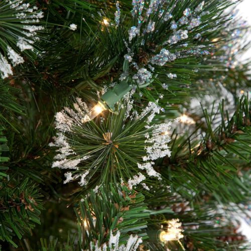  National Tree Pre-Lit 7-12 Glittery Pine Hinged Artificial Christmas Tree with 500 Clear Lights