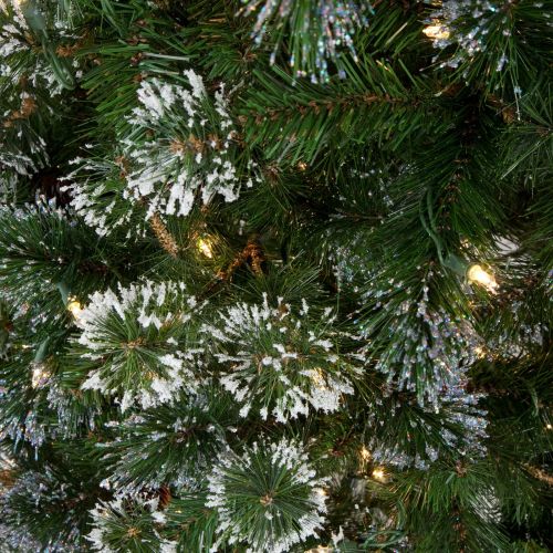  National Tree Pre-Lit 7-12 Glittery Pine Hinged Artificial Christmas Tree with 500 Clear Lights