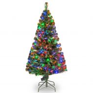 National Tree Pre-Lit 60 Fiber Optic Evergreen Artificial Christmas Tree with 150 Multi Lights in a 16 Stand