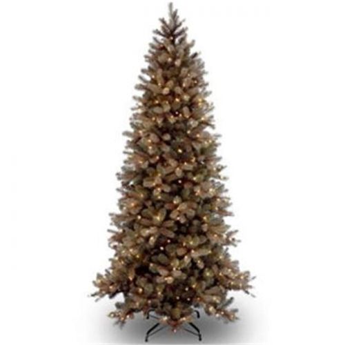  National Tree Pre-Lit 7-12 Feel-Real Downswept Douglas Slim Fir Hinged Artificial Christmas Tree with 600 Clear Lights