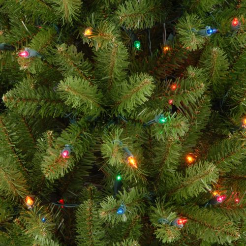  National Tree Pre-Lit 4-12 Kingswood Fir Hinged Pencil Artificial Christmas Tree with 150 Multi Lights