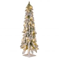 National Tree Pre-Lit 36 Snowy Downswept Forestree Artificial Christmas Tree with Metal Plate and 50 Clear Lights