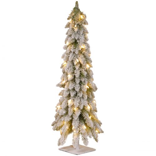  National Tree Pre-Lit 36 Snowy Downswept Forestree Artificial Christmas Tree with Metal Plate and 50 Clear Lights