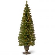 National Tree Pre-Lit 6 Montclair Spruce Entrance Artificial Christmas Tree in 13 BlackGold Plastic Pot with 150 Clear Lights