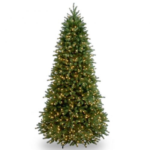  National Tree Pre-Lit 7-12 Feel-Real Jersey Fraser Slim Fir Hinged Artificial Christmas Tree with 800 Clear Lights