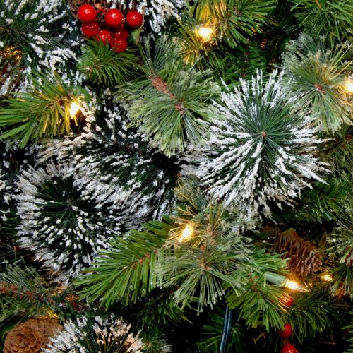  National Tree Pre-Lit 7-12 Wintry Pine Medium Hinged Artificial Christmas Tree with 650 Clear Lights