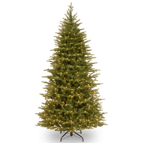  National Tree Pre-Lit 7-12 Feel Real Nordic Spruce Slim Hinged Artificial Christmas Tree with 750 Clear Lights