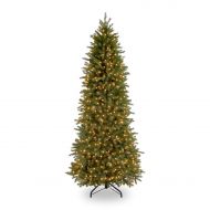 National Tree Pre-Lit 7-12 Feel-Real Jersey Fraser Pencil Slim Fir Hinged Artificial Christmas Tree with 650 Clear Lights