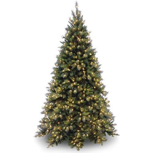  National Tree Pre-Lit 7-12 Tiffany Fir Medium Hinged Artificial Christmas Tree with 700 Clear Lights