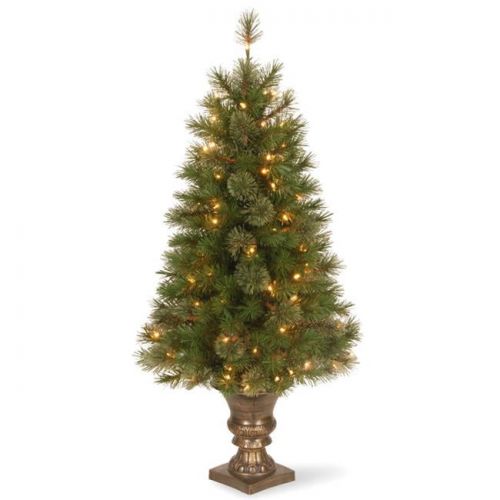  National Tree Pre-Lit 4 Atlanta Spruce Entrance Artificial Christmas Tree with 100 Clear Lights