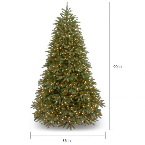  National Tree Pre-Lit 7-12 Feel-Real Jersey Fraser Medium Fir Hinged Artificial Christmas Tree with 1000 Clear Lights